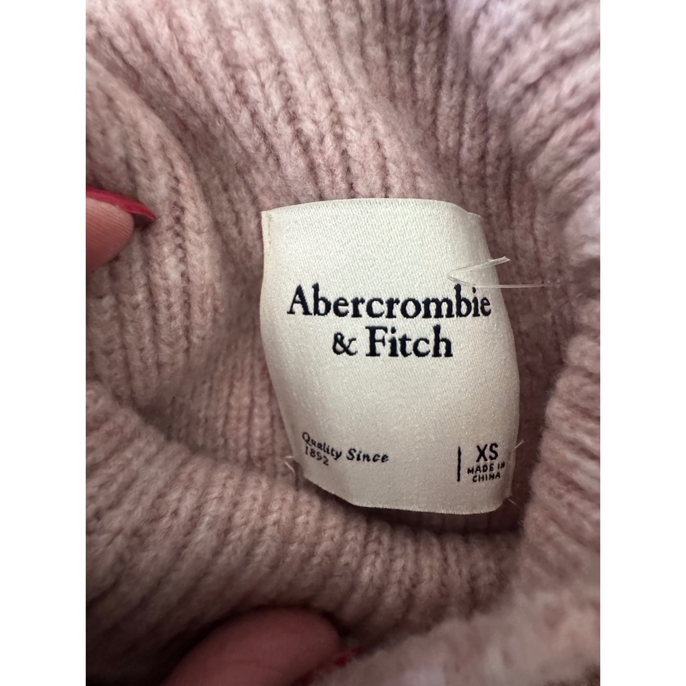 Abercrombie & Fitch Womens Mock Neck Ribbed Sweater Soft Mauve XS Relaxed - Picture 4 of 11